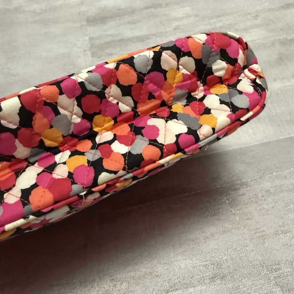 Vera Bradley Large Ruffle Cosmetic MakeUp‎ Bag Pink Orange White Polka-dots